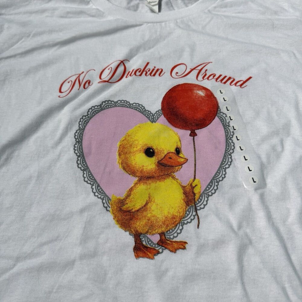 No Duckin Around T Shirt Duck Graphic Tee Mens Large White NWT Funny Shirt